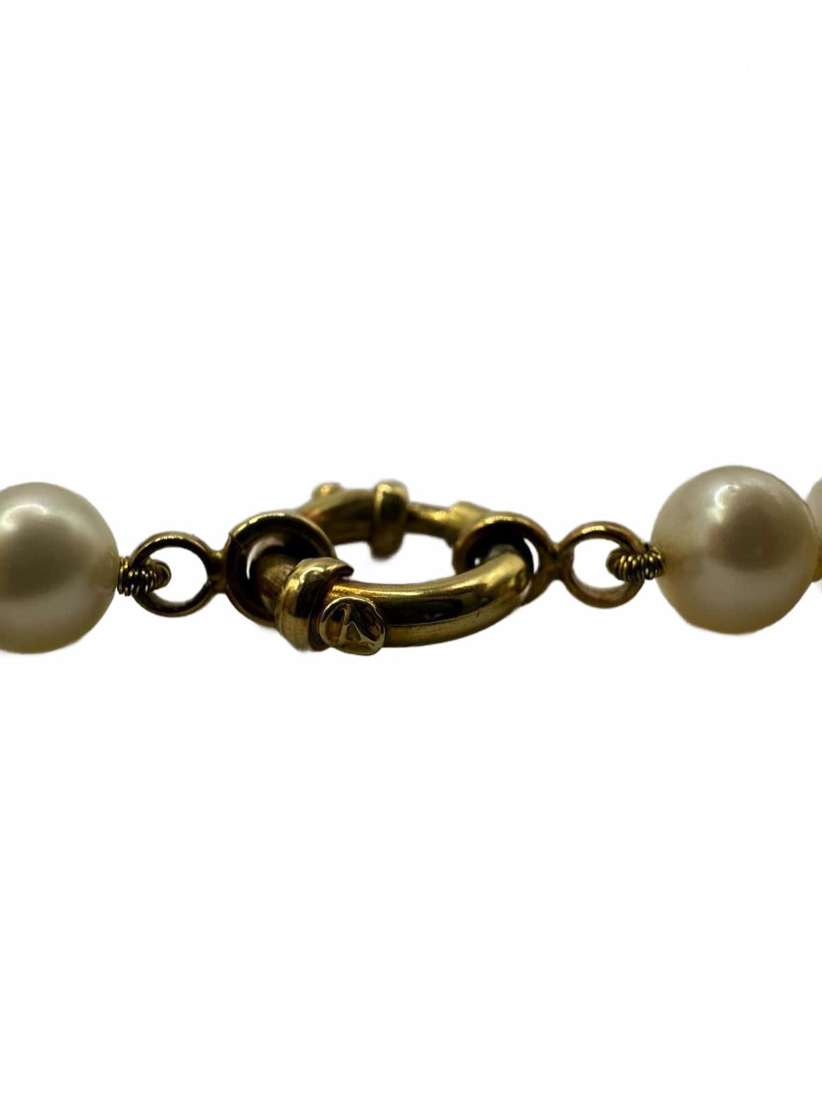 Quality 18ct Yellow Gold Clasp Long Pearl Necklace - 35 Inch - 47.52 Grams