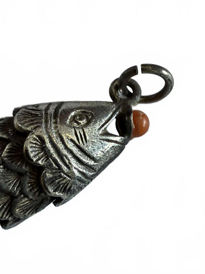 Vintage 925 Sterling Silver Articulated Fish Pendant  - 5.97 Grams