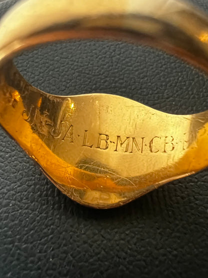 Vintage 22ct Engraved Rose In Hand 1976 Signet Ring - S