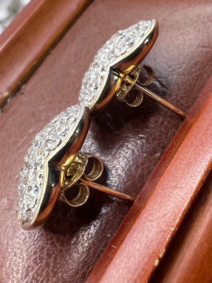 Quality 9ct Yellow Gold Heart Cluster Earrings • 3.11 Grams