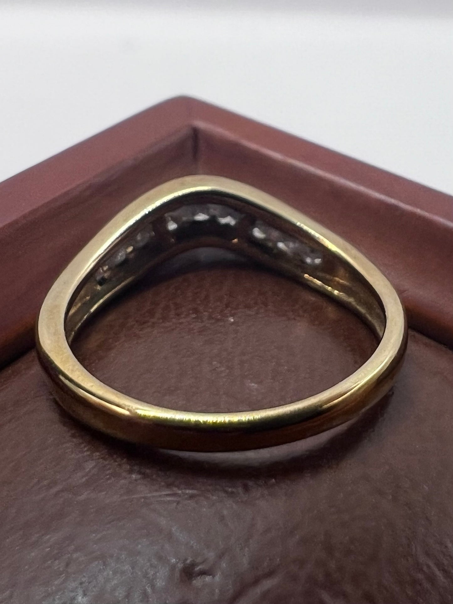Quality 9ct Yellow Gold Wishbone 0.25ct Diamond Set Ring - J½