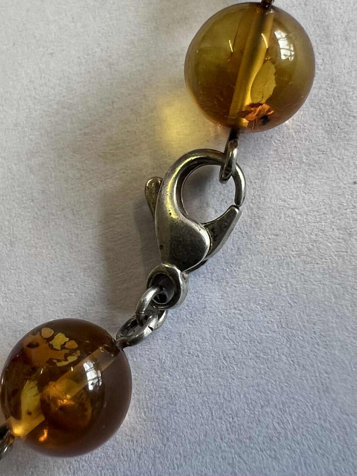Quality 925 Sterling Silver Amber Bead Bracelet • 8" • 8.04 Grams
