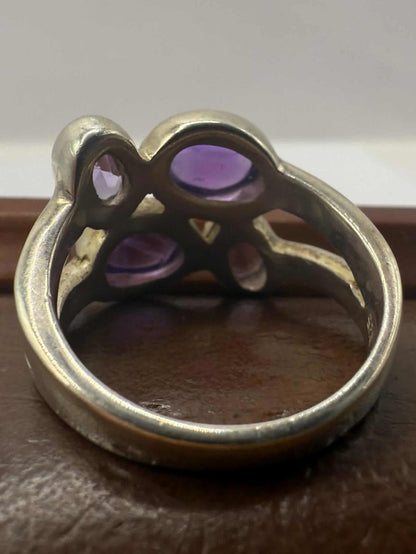 Quality 925 Sterling Silver Amethyst Cluster Ring • Size - P • 6.32 Grams
