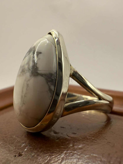 Quality 925 Sterling Silver Agate Set Ring • Size - P • 5.79 Grams