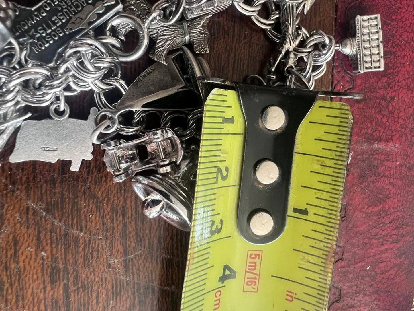 Vintage 925 Sterling Silver USA Themed Charm Bracelet - 47.87 Grams