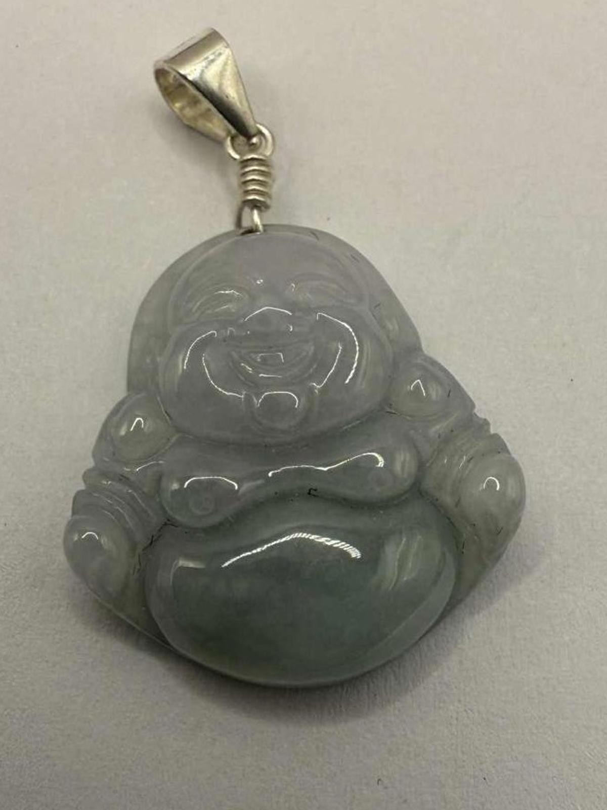 Quality 925 Bail Jade Buddha Pendant • 4.12 Grams