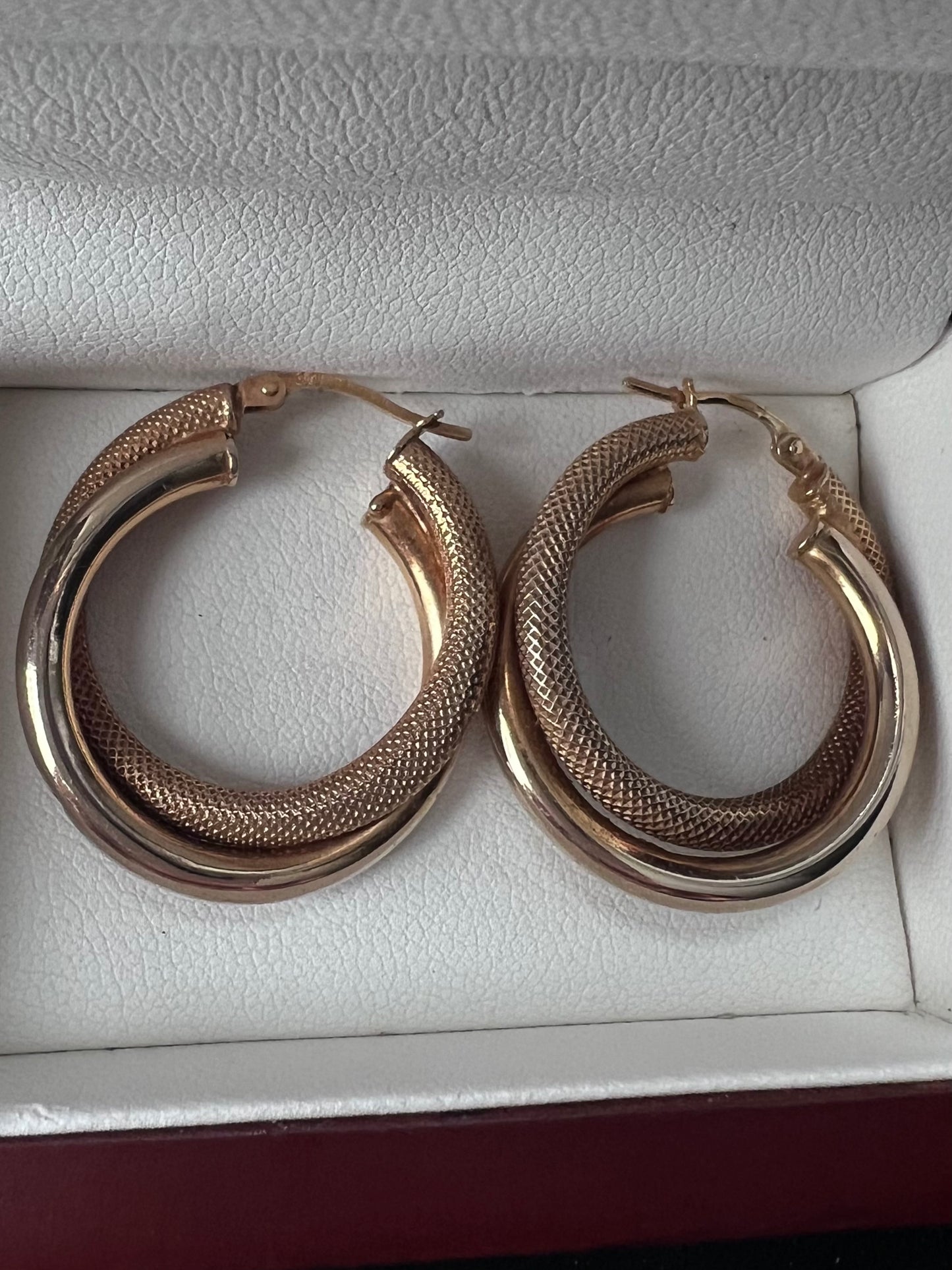 Vintage 9ct Yellow & Rose Gold Hoop Earrings - 3.16 Grams