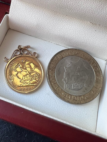 22ct 1908 Half Sovereign Pendant - 4.70 Grams