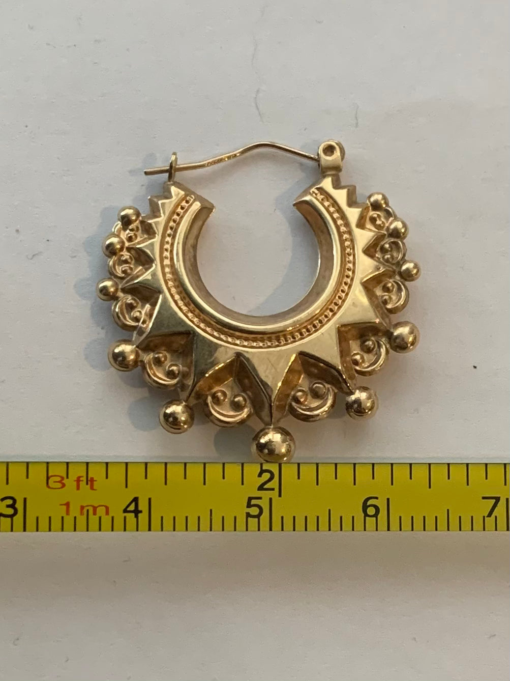 Vintage 9ct Yellow Gold Creole Earrings - 2.45 Grams