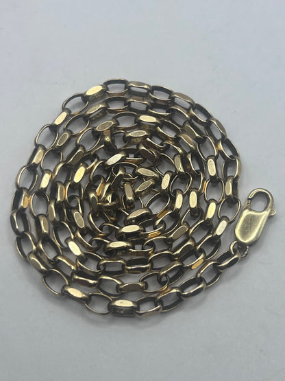 Vintage 9ct Yellow Gold Square Link Belcher Chain • 16.15 Grams • 24 Inch