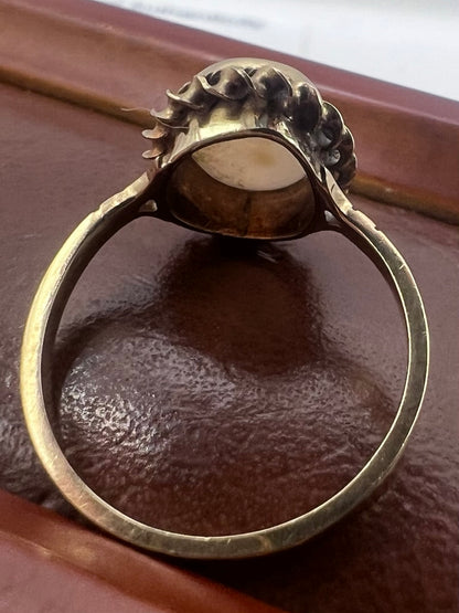 Vintage 9ct Yellow Gold Opal Set Ring - L½