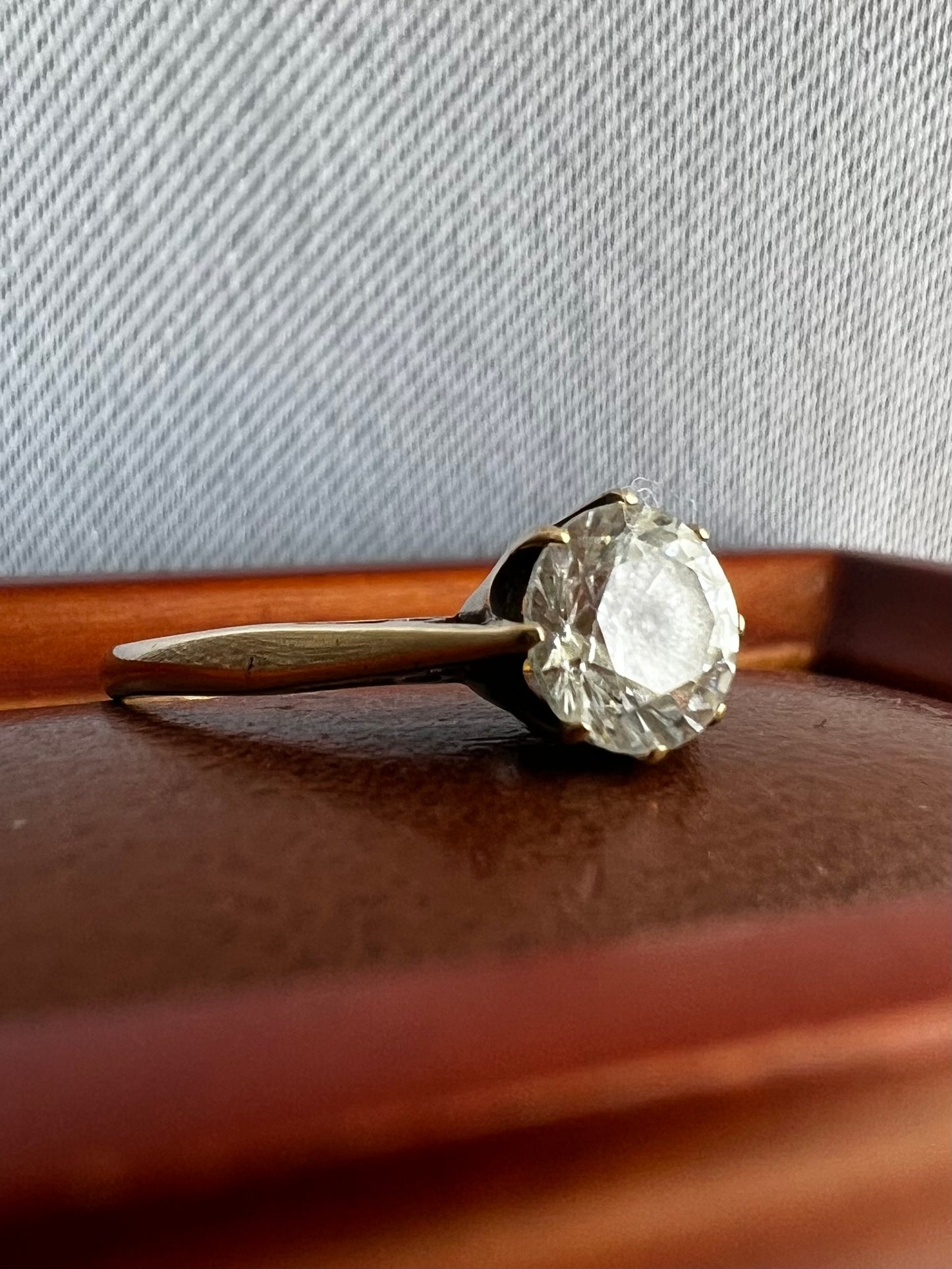 Vintage 9ct Yellow Gold Cz Set Ring - M½