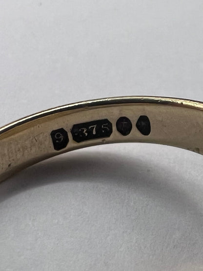 Vintage 9ct Yellow Gold Diamond Set Signet Ring - R