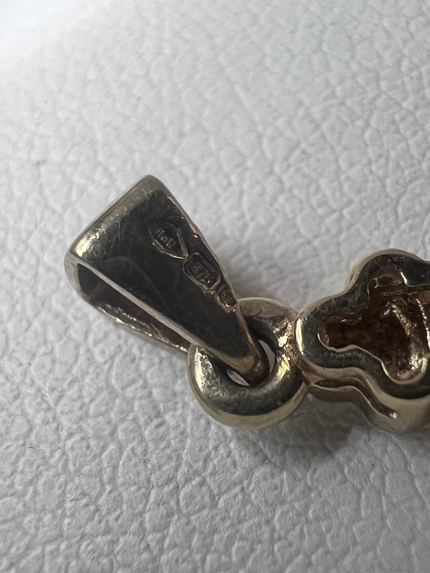 Vintage 9ct Yellow Gold Sapphire & Diamond Cross Pendant • 1.85 Grams
