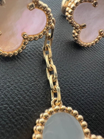 Van Cleef & Arpel’s Mother Of Pearl Alhambra Dangle Earrings ~ 14.17 Grams
