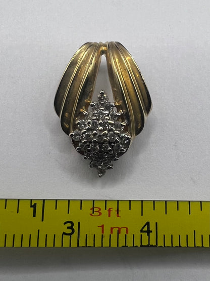 Vintage 9ct Yellow Gold Diamond Cluster Pendant • 2.63 Grams