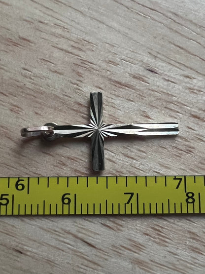 Vintage 9ct Yellow Gold Diamond Cut Cross Charm - 0.45 Grams