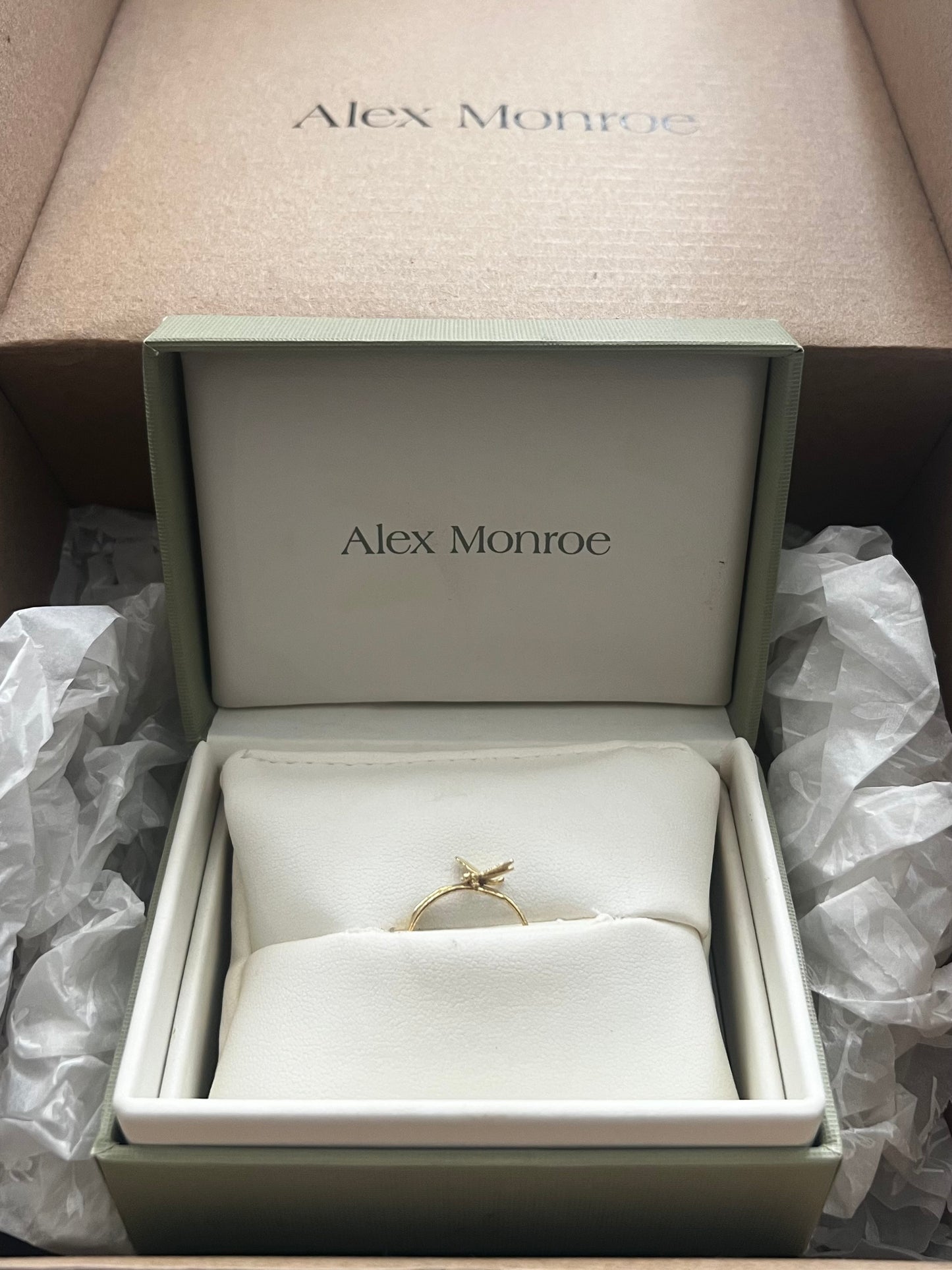 Alex Monroe 18ct Yellow Gold Dragon Fly Ring ~ N½