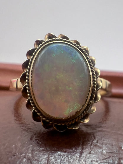 Vintage 9ct Yellow Gold Opal Set Ring - L½