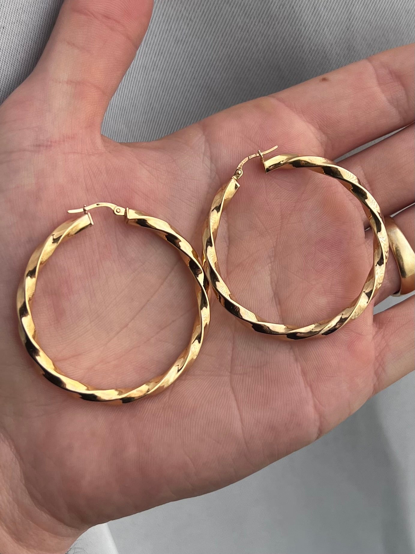 Italian 9ct Twisted Hoops - 3.56 Grams