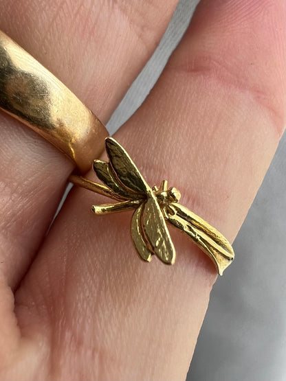Alex Monroe 18ct Yellow Gold Dragon Fly Ring ~ N½