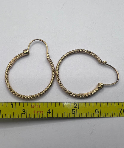 Vintage 9ct Yellow Gold Italian Hoop Earrings • 2.25 Grams