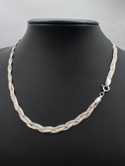 Italian 925 Sterling Silver Herringbone Chain - 9.01 Grams - 16 Inch