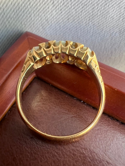 Antique 1905 Yellow Gold 18ct Opal & Diamond Ring - L