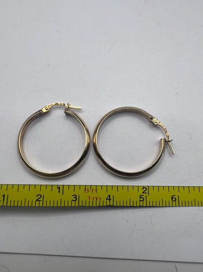 Quality 9ct Yellow Gold Italian Hoop Earrings • 2.00 Grams
