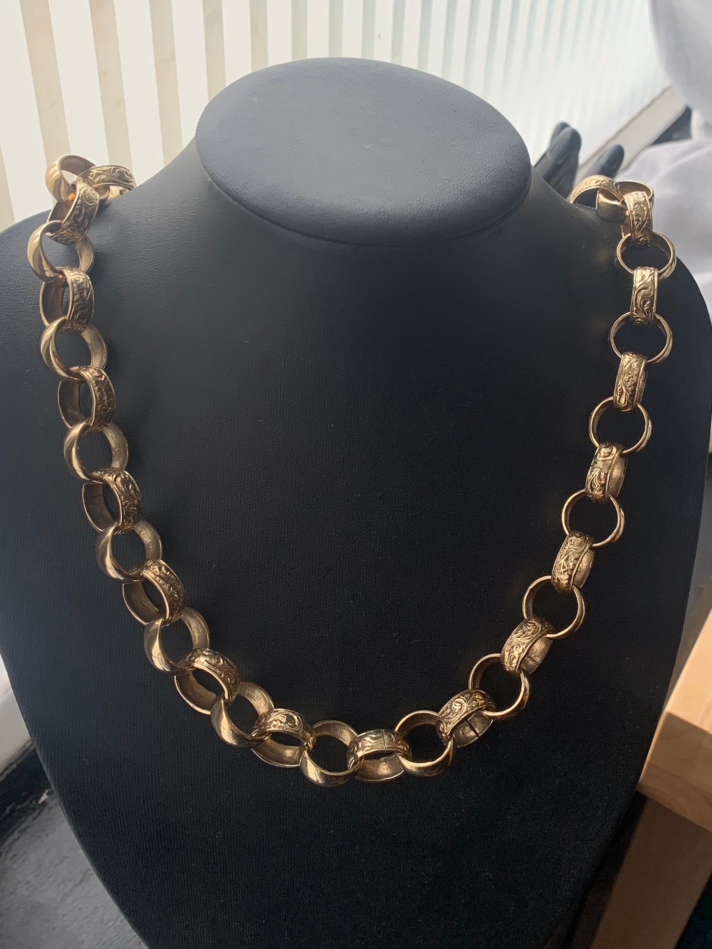 Heavy 9ct Patterned Belcher Chain ~ 29.5” ~ 183.58 Grams ~ 14.5mm Links