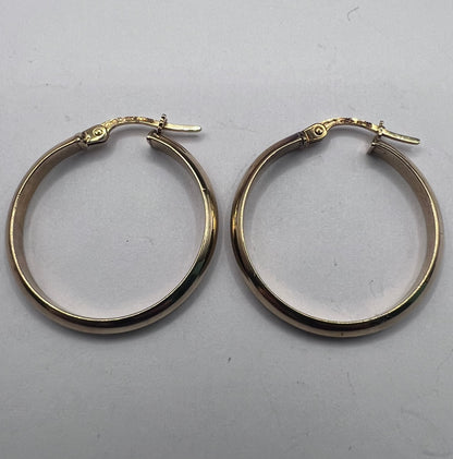 Quality 9ct Yellow Gold Italian Hoop Earrings • 2.00 Grams