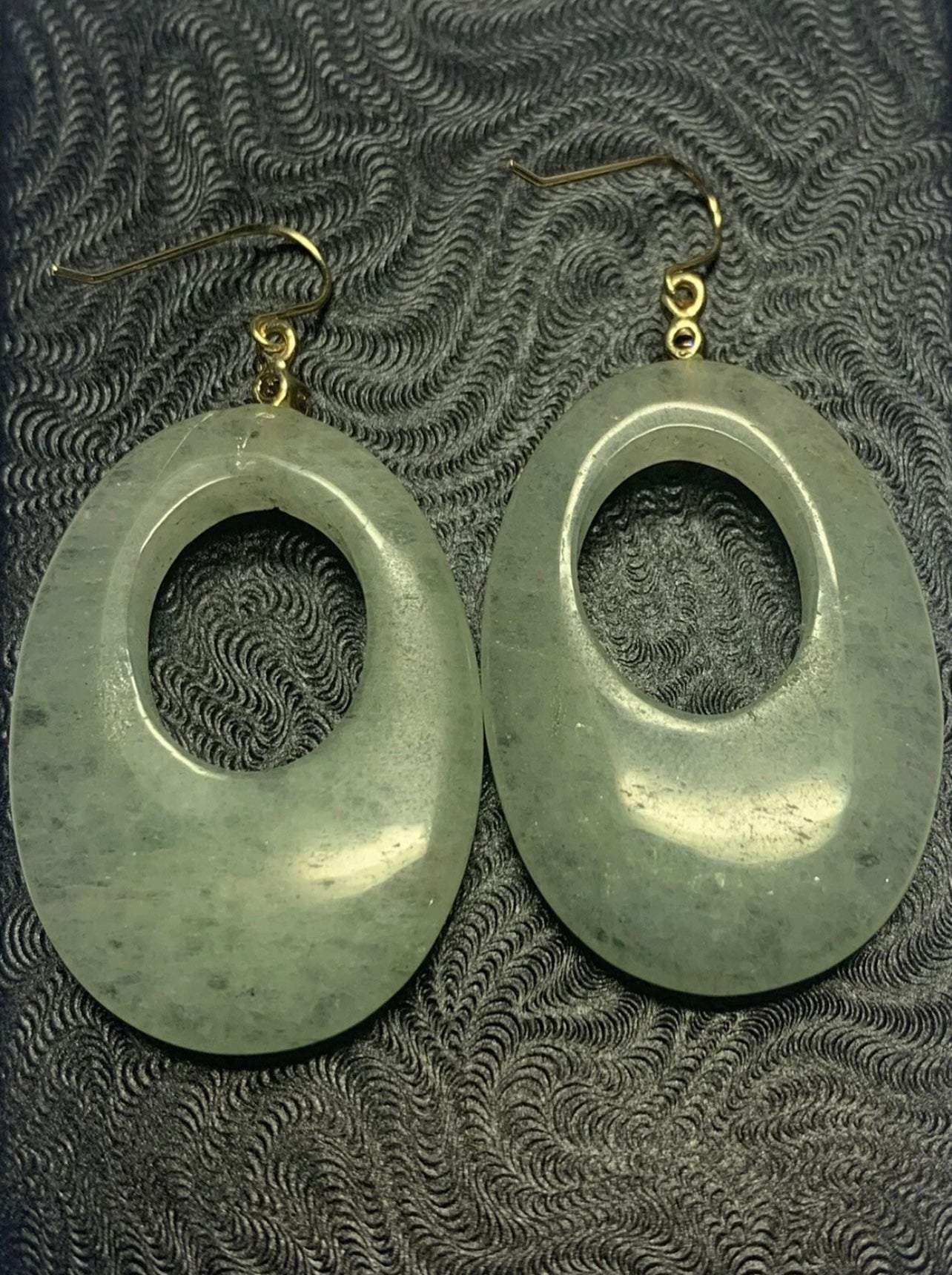 Quality 14ct Yellow Gold 52ct Aventurine & Diamond Dangle Earrings - 11.59 Grams