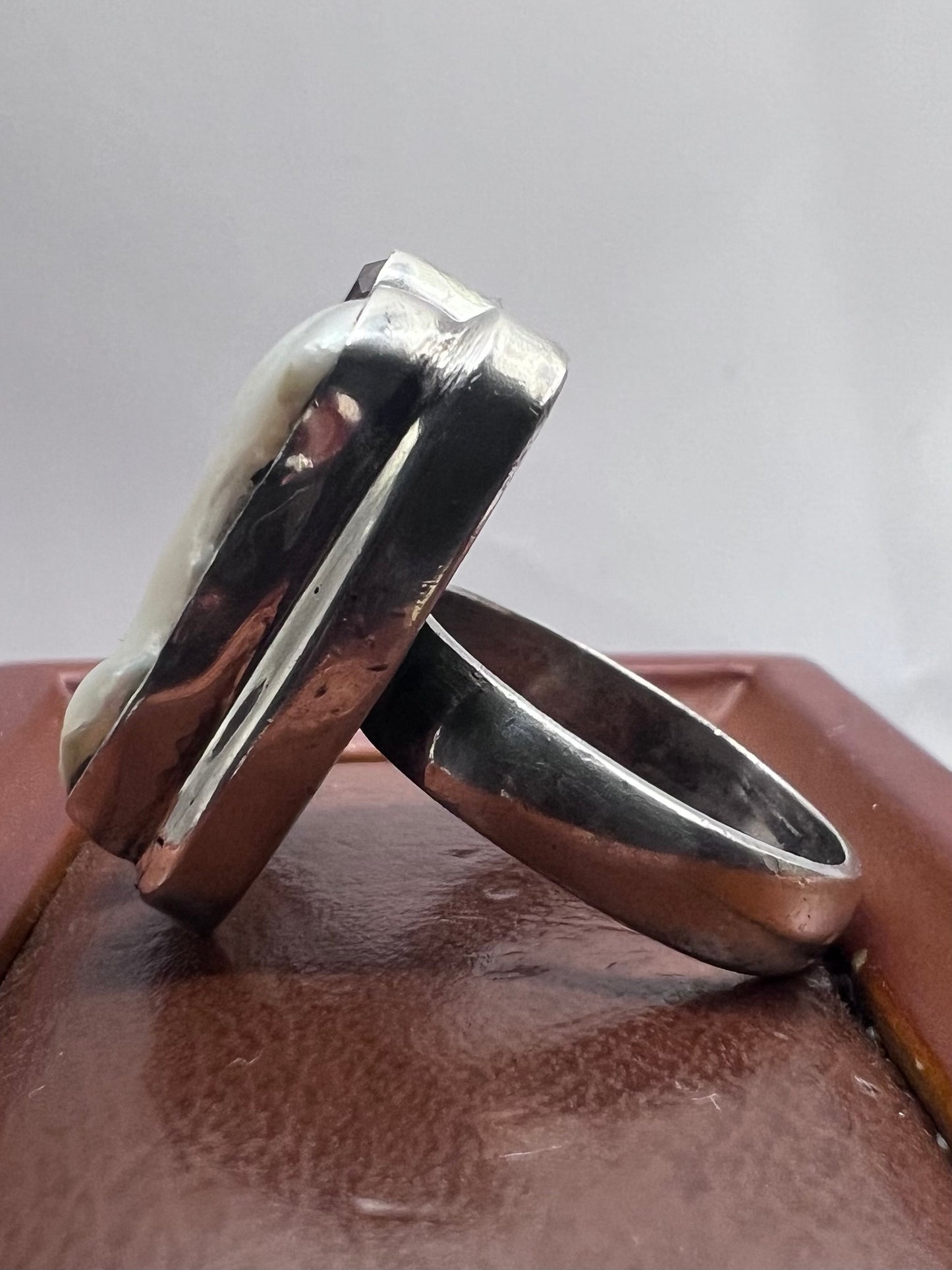 Unique 925 Citrine & Pearl Set Ring ~ 11.32 Grams ~ Size - Q