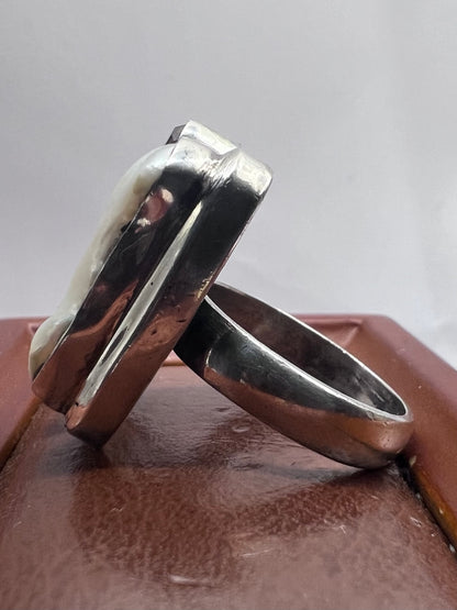 Unique 925 Citrine & Pearl Set Ring ~ 11.32 Grams ~ Size - Q