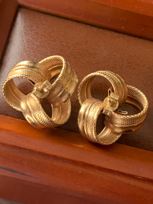 Vintage 9ct Yellow Gold Puffy Knot Earrings ~ 2.92 Grams