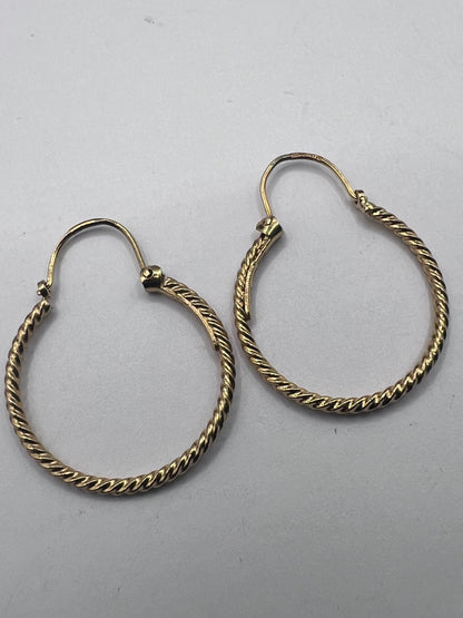 Vintage 9ct Yellow Gold Italian Hoop Earrings • 2.25 Grams