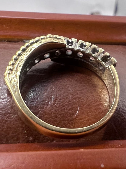 Vintage 9ct Yellow Gold Diamond Set Ring - N