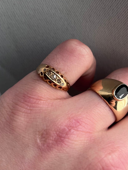 Antique 18ct Rose Gold 5 Old Diamond Ring - O
