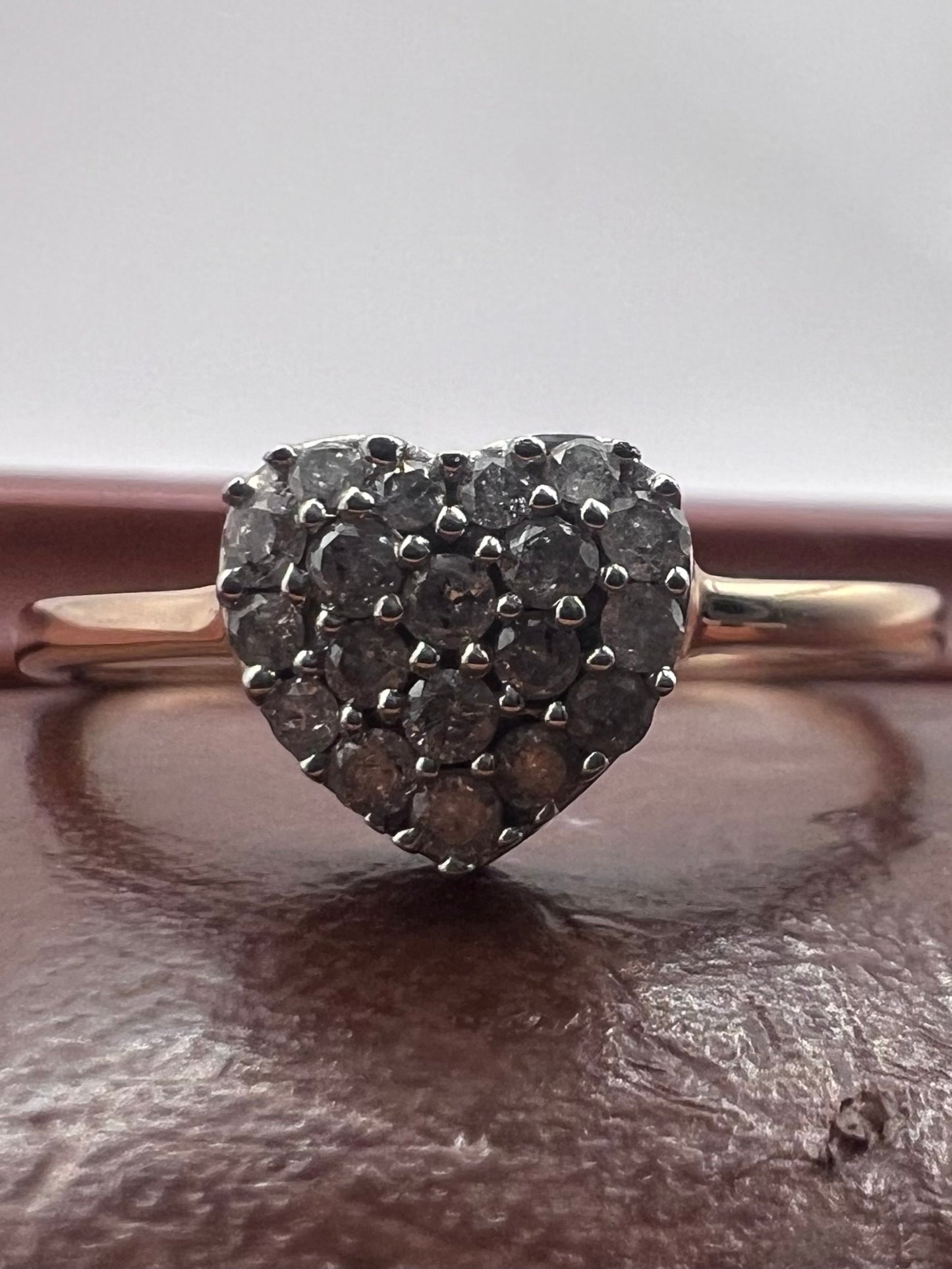 Quality 9ct Rose Gold 0.25ct Diamond Heart Ring - P½