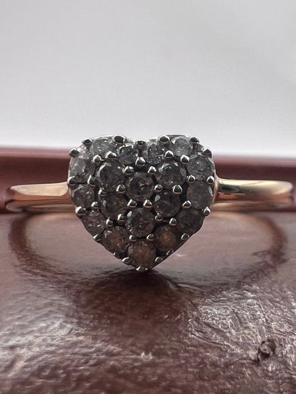 Quality 9ct Rose Gold 0.25ct Diamond Heart Ring - P½