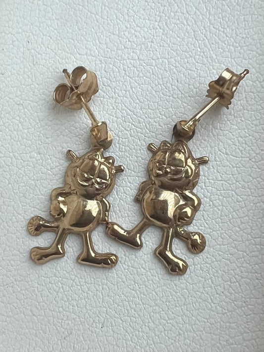 Quality 9ct Yellow Gold “Garfield” Earrings - 0.60 Grams