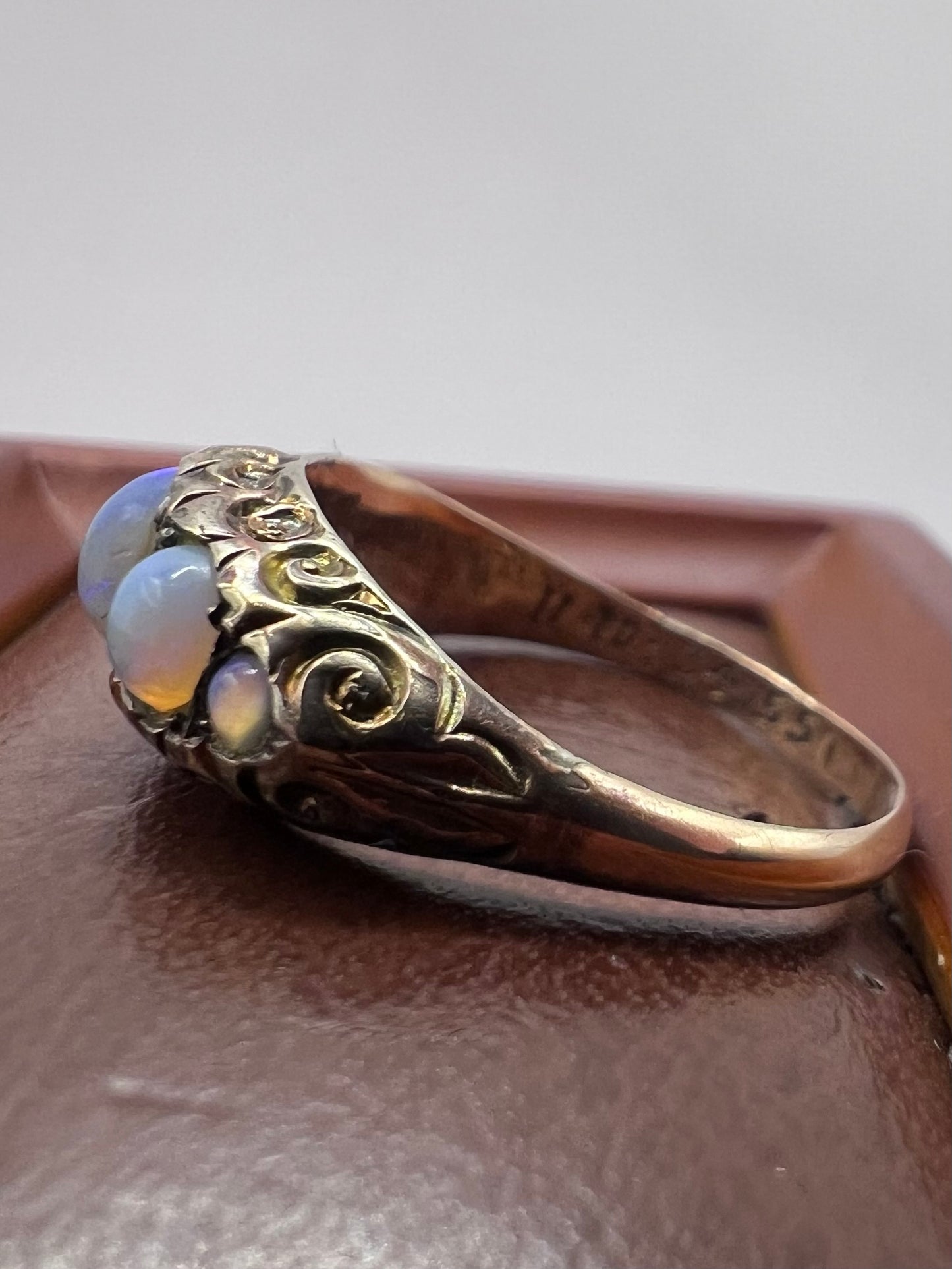Vintage 9ct Rose Gold 5 Stone Opal Ring • Size - O½