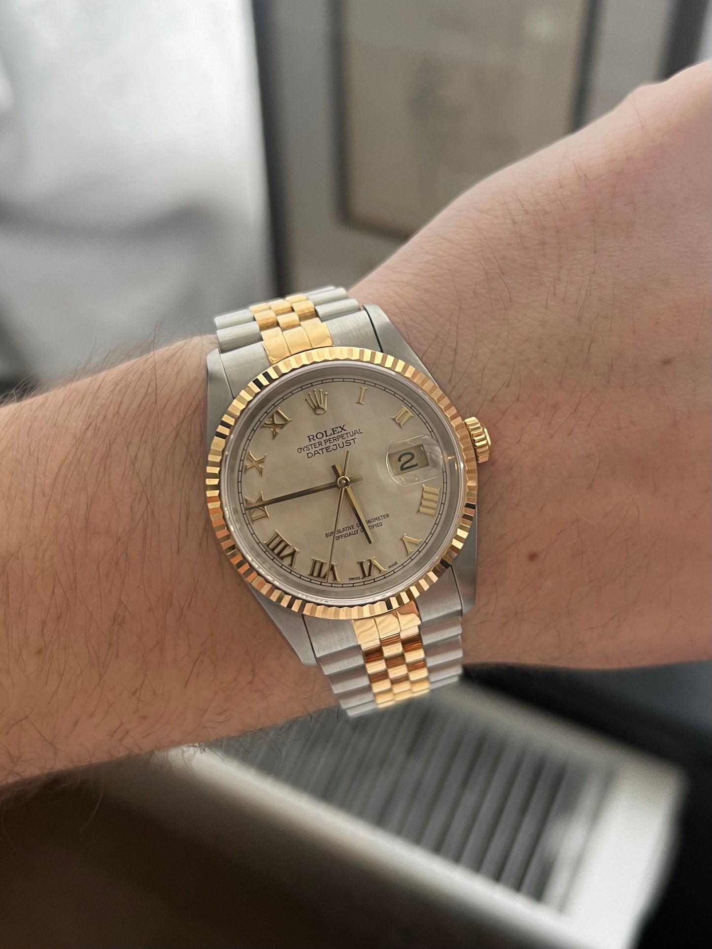 1995 Rolex Datejust 16233 Ivory Pyramid Dial - 36mm