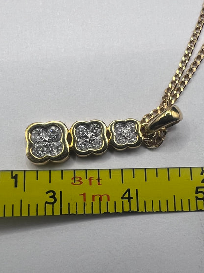 Quality 9ct Yellow Gold Diamond Set Pendant & Chain • 3.15 Grams
