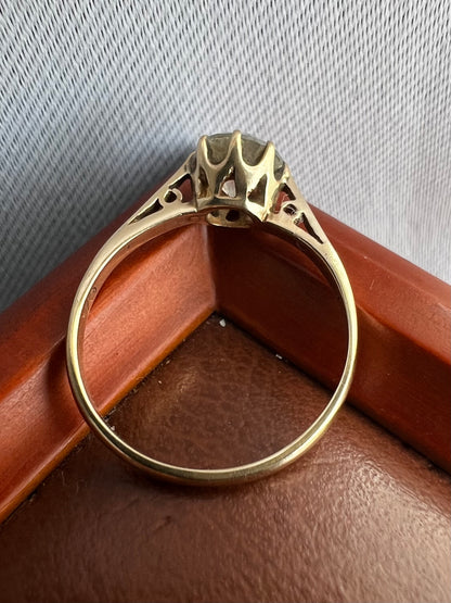 Vintage 9ct Yellow Gold Cz Set Ring - M½