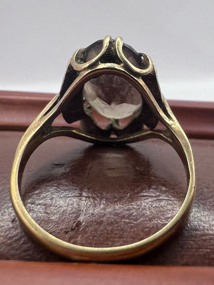 Vintage 9ct Yellow Gold Smokey Quartz Ring - P½