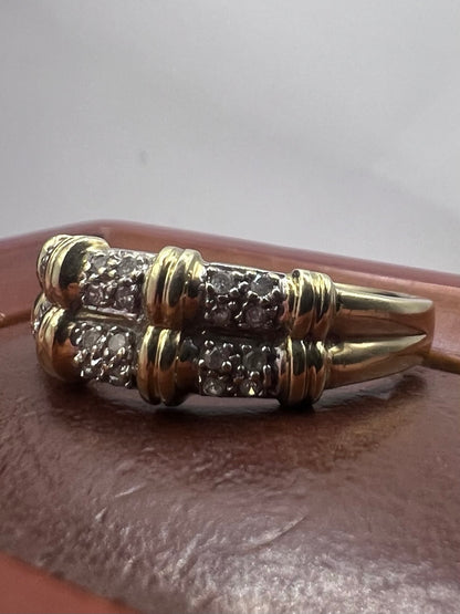 Vintage 9ct Yellow Gold Diamond Set Cluster Ring - V