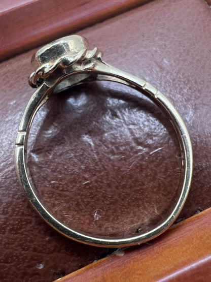 Vintage 9ct Yellow Gold Aquamarine Ring - O
