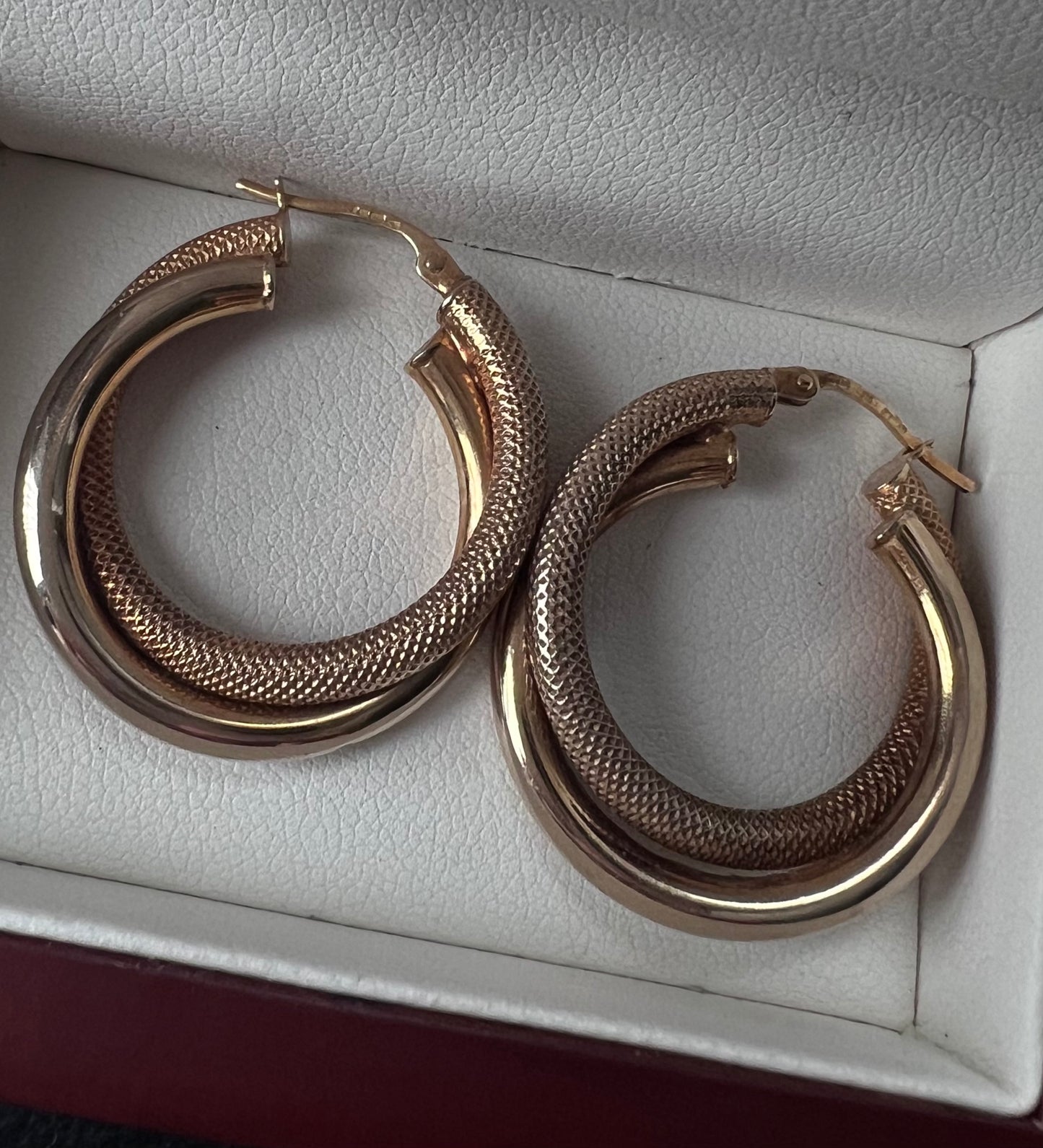 Vintage 9ct Yellow & Rose Gold Hoop Earrings - 3.16 Grams