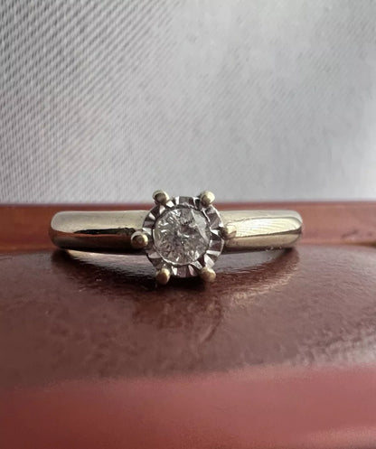 Vintage 9ct Yellow Gold 0.20ct Diamond Set Ring - P